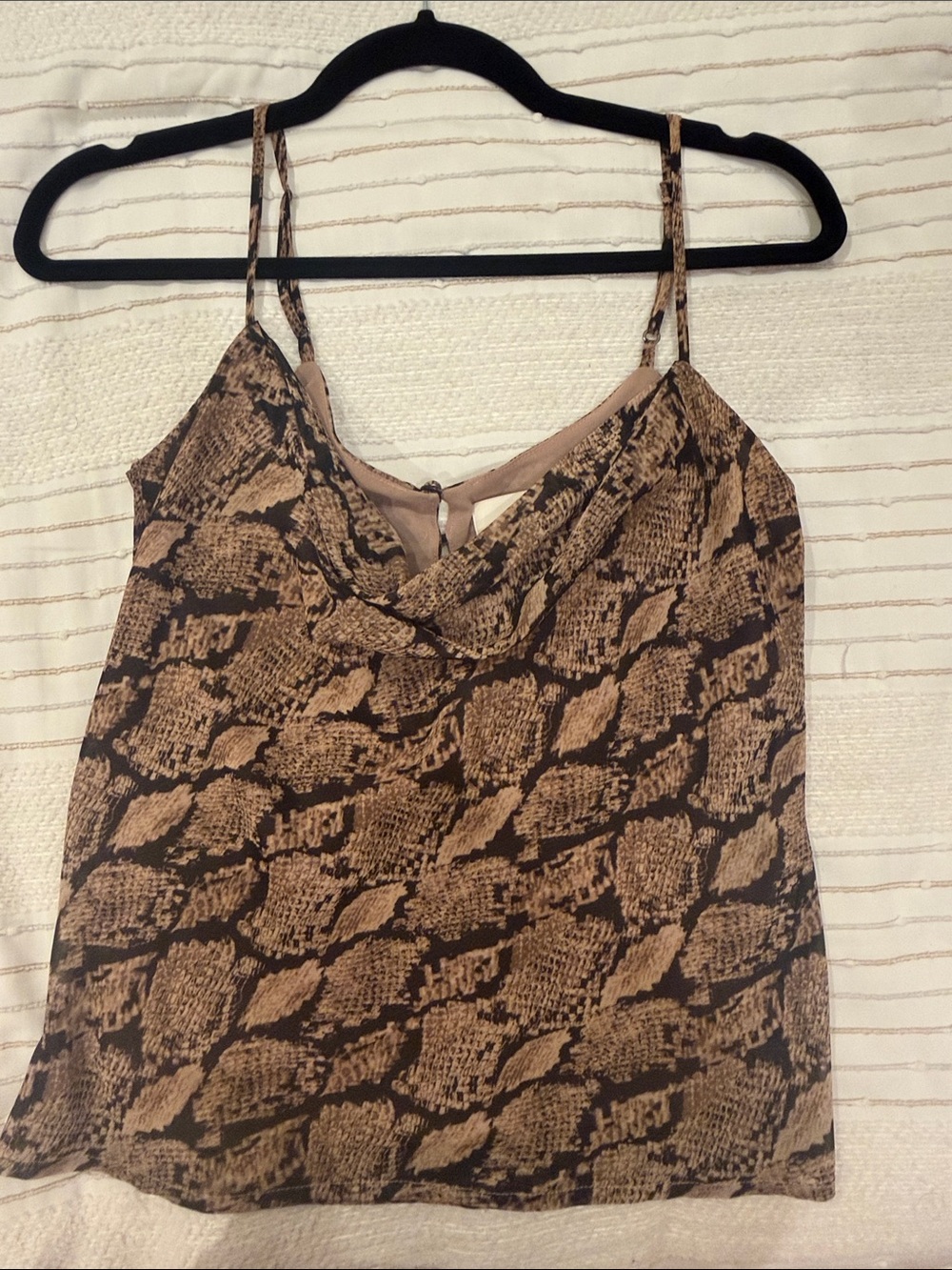 Astr Snake Print Cowl Neck Camisole in Tan and Black